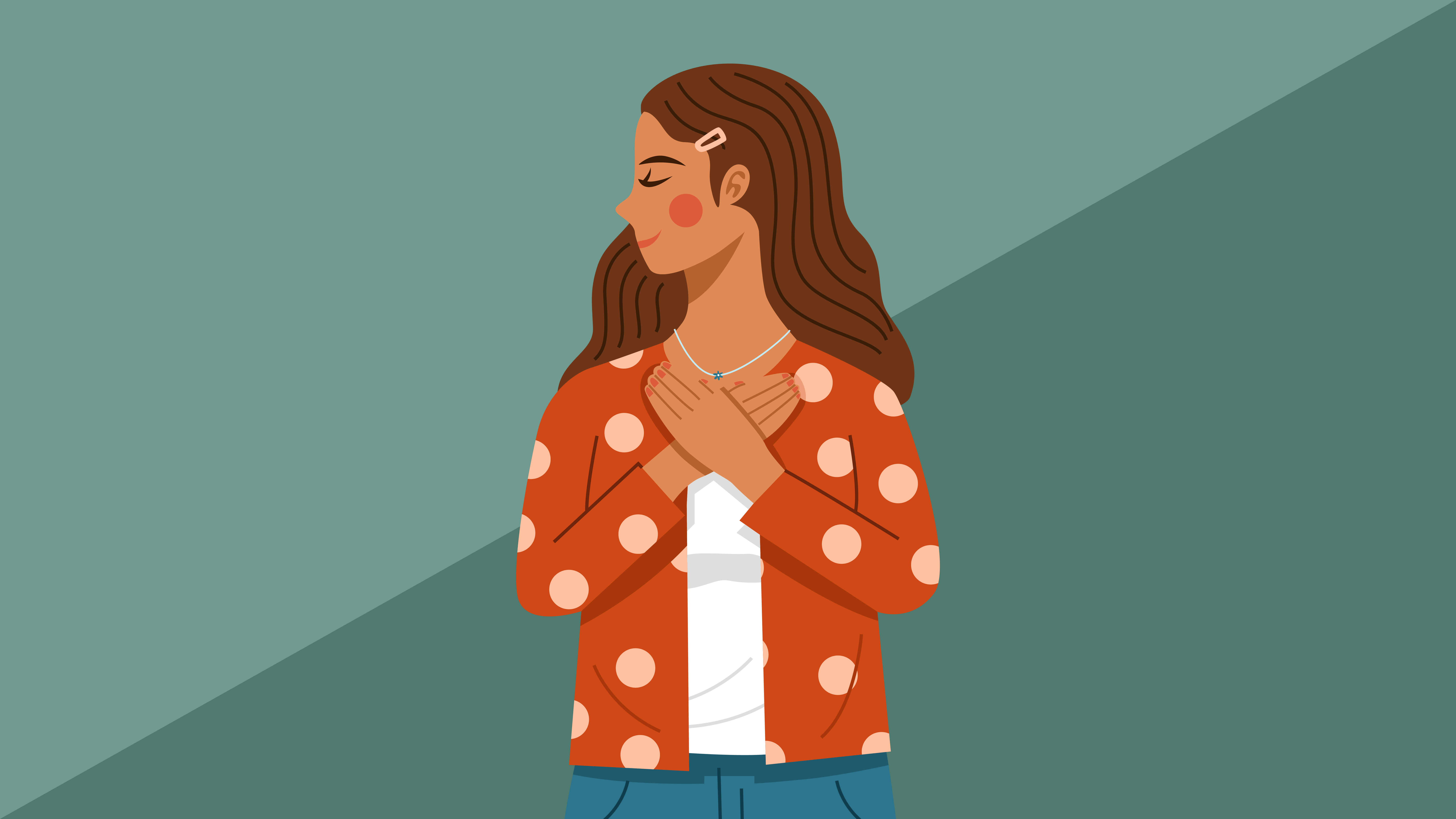 woman hugging herself